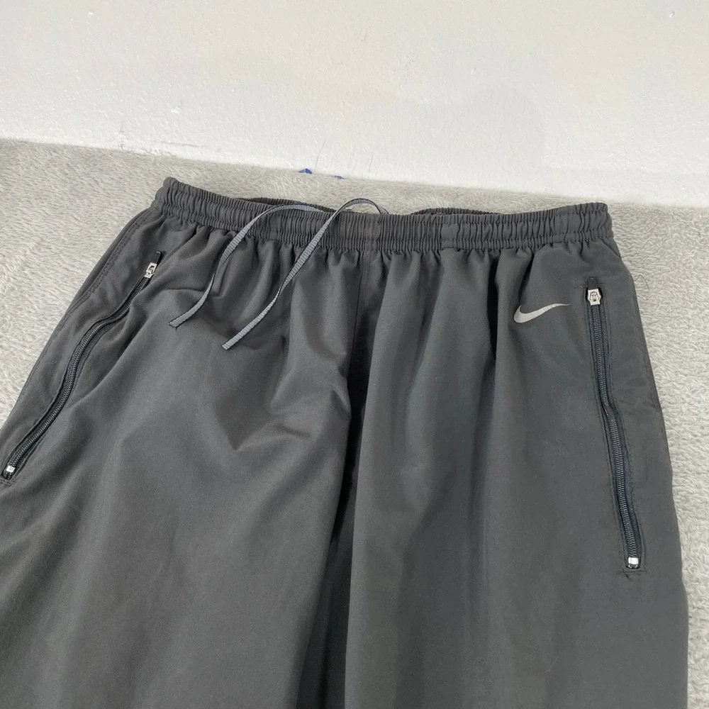 Nike Track Pants Mens Medium Gray Y2K Nike Fit Dry Zip Ankle Windbreaker Joggers